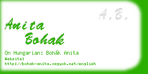 anita bohak business card